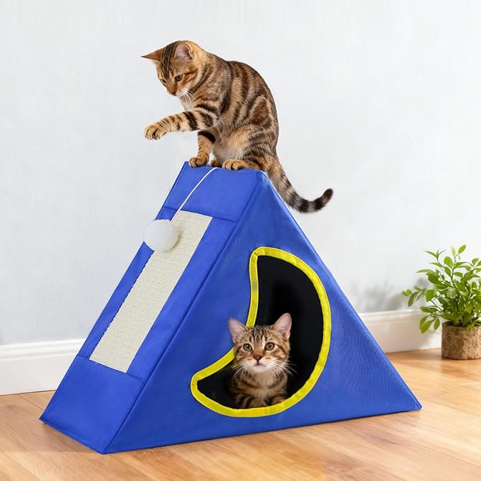 Upgraded Cat Scratcher House, 3 in 1 Foldable Sisal Cat Scratcher, Double-Sided Usability, Durable Cat Furniture for Cats to Play, Scratch, and Sleep