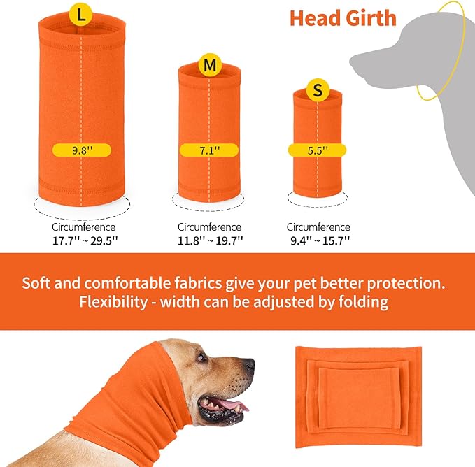 Nanaki Dog Calming Hoodie Ear Wraps for Dogs, Fireworks Ear Protection Head Muffs Doggy Warp Anxiety Relief, Doggy Hematoma Wrap, Pet Head Cover for Grooming and Force Drying Bathing Pet Protector