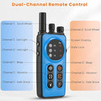 Dog Shock Collar 2 Dogs, 3300ft Dog Training Collar with Remote, Real-time Dual-Channel Remote with 3 Training Modes, Beep, Vibration, Safety Shock, Light, Fits 8-120 lbs All Breeds Sizes - Blue
