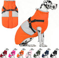 AOFITEE Dog Coat, Large Dog Jacket, Dogs Coat with Harness Built in, Reflective Waterproof Dogs Jackets Winter with Furry Collar, Warm Polar Fleece Pet Sweater Snowsuit for Doberman, Great Dane XXXL