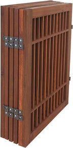 Urnporium Pet Dog Gate Freestanding, Strong Durable Folding Wooden Fence, Portable Acacia Hardwood Safety Barrier for Indoor & Outdoor Use (Brown Pet Gate, 6 Panel 24" Tall)