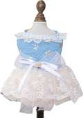Fashion Sweet Puppy Dog Blingbling Princess Skirt Pet Dog Lace Cake Camisole Tutu Dress I-Blue L