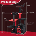 Tangkula Gothic Cat Tree, 53 Inch Black Cat Tower with Coffin Bed, Condo, Scratching Posts, Spider Pompom & Spring Balls, Halloween Pet Furniture, Spooky Goth Cat Tree for Indoor Cats