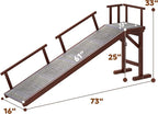 Onelike Wooden Dog Ramp for Bed with Removable Side Rail and Non-Slip Carpet, Stable Pet Ramp Stair for Couch Sofa for Small & Large & Senior Dogs, 74" Long Ramp Brown