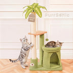 Cat Tree Tower with Scratching Post, Indoor 36in Medium Kitty Climbing Frame with Perch, Cave, Ball Toys, Multi Functional Kitten Climber and Scratcher, Stable Stand and Space Saving Design