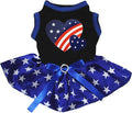 Petitebella USA Twins Heart Puppy Dog Dress (Black/Blue Stars, XXX-Large)