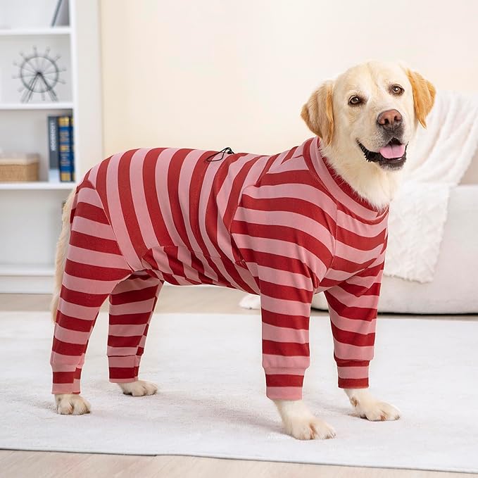 Dog Coats Autumn Winter Jumpsuit for Large Medium Dogs, Warmer Recovery Suit Polar Fleece Dog Bodysuit Lightweight Pajamas Pullover Stretchy Onesie Four-Legged Cold Weather Clothes (7XL, Xmas)