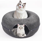 Cat Caves for Indoor Cats, Large Cat Tunnel for Multiple & Large Cats, Scratch Detachable Peekaboo Cat Cave Bed, Kitten Donut Kitty Hideaway Up to 45 Lbs