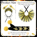 3 Pcs New Year Dog Costume Set Including Wine Glass Headband Happy New Year Dog Tutu Dress Cute Pet Tutu Gold and Black Star Pet Scarf for Medium Animal Holiday Outfit Accessory