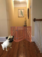 Urnporium Pet Dog Gate Freestanding, Strong Durable Folding Wooden Fence, Portable Acacia Hardwood Safety Barrier for Indoor & Outdoor Use (Brown Pet Gate, 3 Panel 24" Tall)