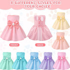 Sanwuta 8 Pieces Dog Dresses for Small Dogs Medium Puppy Clothes Girl Dog Outfit Cute Bowknot Pet Skirt Soft Lightweight Summer Apparel for Cats Puppies Party Wedding Photo Wear