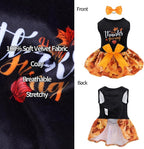 CuteBone Thanksgiving Dog Fall Dresses Costume Velvet Holiday Small Dogs Clothes Onesie Pet Apparel Girl Puppy Skirt with Bow Hair Rope CVA52M-D