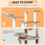 62” Tall Cat Tree for Outdoor and Indoor Cats, Weatherproof Large Outdoor Cat Condo with Scratching Posts