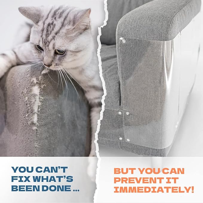 KatSupreme Cat Scratch Furniture Protector - Couch and Sofa Guards - 8 XL Sheets with 64 Pins (8 XL Sheets and 64 Pins)