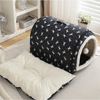 Cozy Cat Bed Cave, Cat Bed for Kittens and Small Pets, Kitten Bed Hideout House with Removable Mattress for Kittens (Gray, 18"×13"×13")