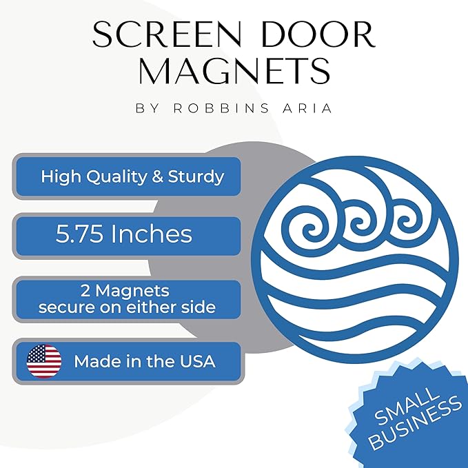 Screen Door Magnets Double Sided – Keep People, Kids, and Dogs from Running into The Screen Door - Robbins Aria Blue Water