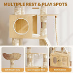 Tall Cat Tree with Litter Box Enclosure, 66.9-Inch Cats Condo, Multi-Level Perch & Scratching Posts for Cat