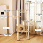 73-Inch Cat Tower for Multiple Cats, Cat Tower for Large Cats, Slim, Stable, Freestanding, Popular,Prevents Cats from Falling, Space Saving, Wooden Cat Tree. 20lb (8782)
