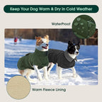 Kuoser Dog Coat Thermal Fleece Lined Dog Jacket, Adjustable Hook & Loop Dogs Coats for Medium Dogs Windproof Reflective Puppy Snow Jackets Pet Cold Weather Clothes with Harness Hole, Grey, M