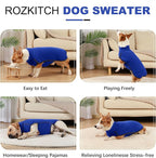 ROZKITCH Dog Fleece Vest with Leash Hole, Pet Windproof Warm Cold Weather Jacket Vest Cozy Jumpsuit Apparel Outfit Clothes for Walking Hiking Travel Sleep Blue 2XL