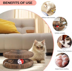 Cat Toy Magic Organ Cat Scratcher Cardboard with Bell Ball, Foldable Design& Changeable Accordion Shape,Exercise Anxiety Relief Toy for Indoor Cats and Protect the Furniture