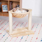17" Cat Tree Tower with Hammock for Indoor Adult Cat Tower with Scratching Post Sisal Cat Scratcher with Soft Perch Hammock Stable Cat Stand White