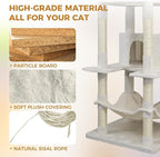 Beige 78in Heavy Duty Cat Tree, Cat Tree Tower for Indoor Cats Large Adult, Extra Cat Tower with 12 Sisal Scratching Post, Large Top Platform, Hammock, Cat Condo for Kittens