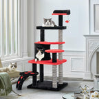 Tangkula Gothic Cat Tree, 52 Inch Black Cat Tower with Coffin Bed, Condo, Sisal Scratching Posts, Pompom Bat-Shaped Ball, Halloween Pet Furniture, Spooky Goth Cat Tree for Indoor Cats