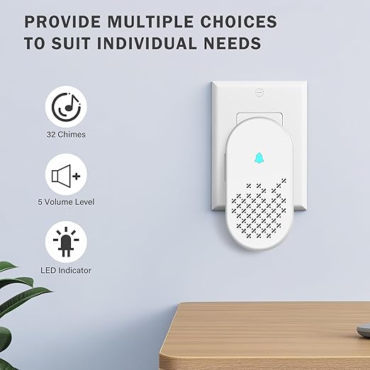 Wireless Doorbell Chime Kit, Door Bell with 1000ft Range 32 Chimes, Easy Installation, Adjustable 4 Volume, Battery Operated, Door Bell Ringer Wireless for Business/Store/Home/Office When Entering