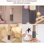 2-Pack Cat Tree Tower Replacement Parts Post 15.7" L,Ø 2.75" Pole with Self Groomer and Massager, DIY Cat Scratching Post