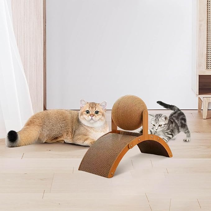 Interactive Scratch Pad for Cats,Ferris Wheel Design,Cat Scratching Post Design with Arch Bridge Balls-Stylish Cat Scratching Board for Kittens,Relieving Stress,Nail Grinding Biting Prevention (L)