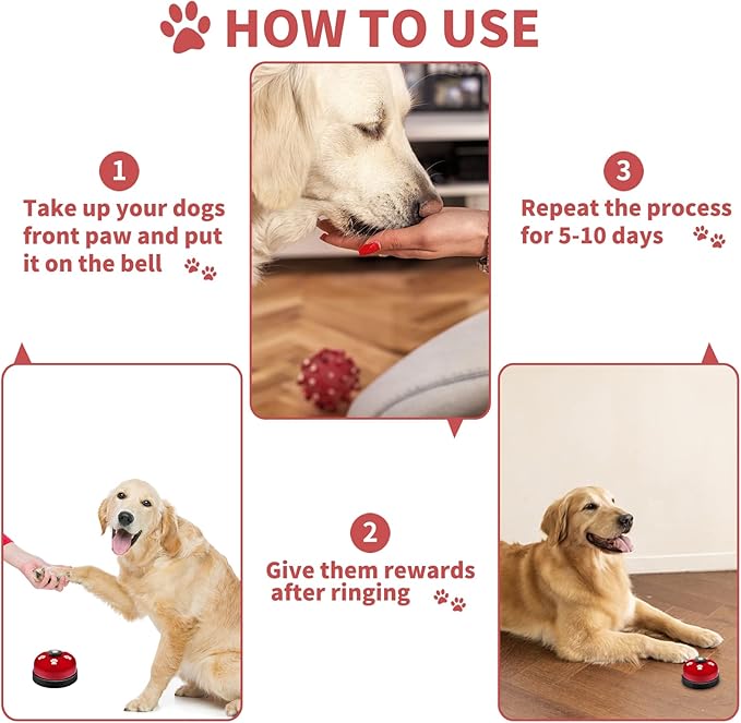 3 Pack Dog Doorbells, Pet Training Bells for Outside Potty Training and Communication, Bell for Dog Cat Puppy Interactive Toys (Red, 3 Pack)
