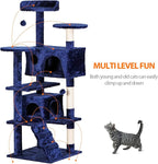 54-Inch Cat Tree Multi-Level Condo Tower Bed Furniture Kitten Play House with Scratching Posts