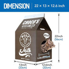 Simple Delxue Cardboard Cat House with Scratch Pad, Corrugated Kitten Hideaway Cave, Cute Cats Condos Box, Milk Box Shape Cat Scratching House Bed, Black