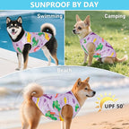 KYEESE 2Pack Dog Shirt, Lightweight Sun Protection Dog T Shirts for Small Dogs Boy Girl, Breathable Mesh Tank Top Sleeveless Puppy Reflective Vest, Soft Summer Dogs Clothes, Dinosaur+Purple, S