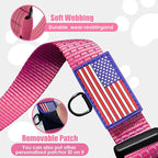 Martingale Dog Collar, Reflective No Pull Training Collar with Quick Release Buckle & USA Flag, Heavy-Duty Nylon, Adjustable for Small Medium Large Dogs (M,Pink with Flag