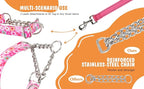 Martingale Dog Collar with Steel Chain- No Pull Escape-Proof Training Choker for Medium, Large & XL Dogs | Heavy Duty Anti-Slip Cinch Collar for Large Breed Pets, Pink (Size M)