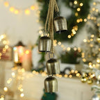 Christmas Bells,Vuskly Gold Bells Metal Hanging Bells with Jute Rope Christmas Bells for Decoration Vintage Ideal for Christmas Tree, Wreath,Party, Wedding Decorations1.6W x 20H