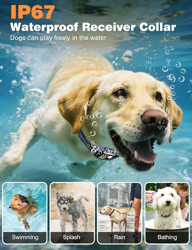 Dog Training Collar with Remote - 3300Ft & IP67 Waterproof Dog Training Collar with Beep Vibration Static & No Static Modes, Shock Collar for 5-120lbs Small Medium Large Dogs, Security Lock,Flashlight
