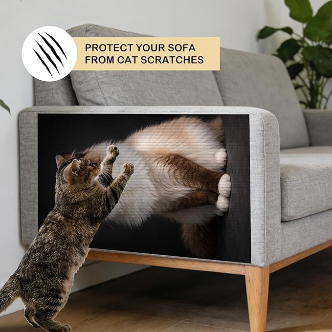 Nuxovilar Cat Wall Scratcher 15.3x23.6 Inches Polyester Synthetic Fiber, Long-Haired Blue-Eyed Cat Print, wall scratchers for Indoor Cats, Scratching mat, Home Decor, Bedroom, Reading Nook (2pcs)