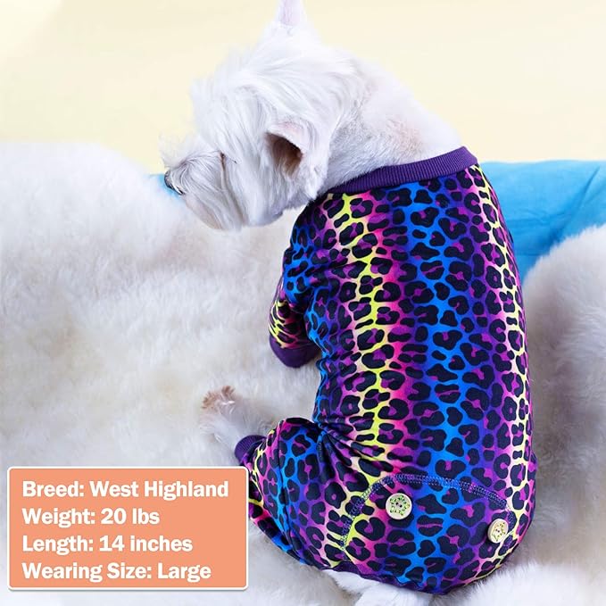 KYEESE Dog Pajamas Soft Dogs Clothes Pet Coat Velvet Dog Pajamas Small Sized Dogs Comfy Doggie Jammies Onesie Stretchy Doggie Pjs Pet Costume with Leopard Pattern, Small