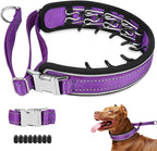 Mayerzon Prong Collar for Large Medium Dogs, Patented Reflective Pinch Collar with Metal Buckle, No Pull Adjustable Hidden Covered Dog Walking Training for Pitbull German Shepherd Doberman(Purple, XL)