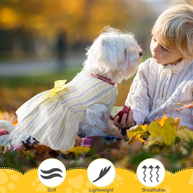 Sanwuta 8 Pieces Dog Bowknot Dresses Puppy Clothes Outfits Princess Dresses Soft Lightweight Summer Fruit Floral Pattern Pet Skirts for Girl Puppy(Cute,XX-Large)
