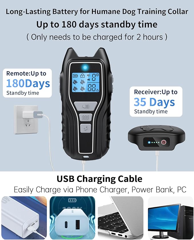 Dog Training Collar with Remote, Waterproof IPX7 E Collar for Dogs, Beep and Vibration Modes, Safe and Humane Training, 2000FT Range, Rechargeable, Fits Small Medium Large Dogs 15–120 lbs (Black)