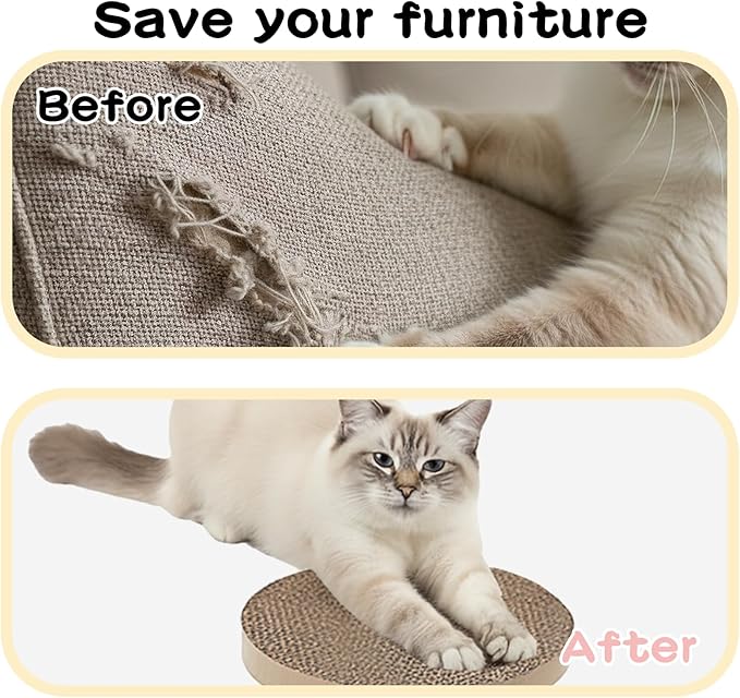 DFQ Cat Scratching Board for Replacement, Heavy-Duty Reinforced Version,Round Scratcher with Grooves, Corrugated Cardboard for Indoor Bored Cat- 3 Count