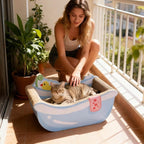 Cat Bed - Bathtub Nest with Scratching Board | Bathtub-Shaped Calming Cat Bed - for Kitten Puppy Small Dog Pet Home Decor Living Room Balcony Apartment Dorm Sleeping Play