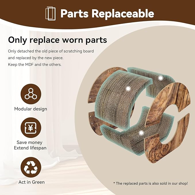 Cat Scratcher House, Cozy Cardboard Design, Safe and Secure for Kittens, Eco-Friendly, Wood Grain (Circle)