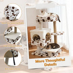 PETSITE 30-inch Small Cat Tree, Unique Cow Print Modern Cat Tree with Jute Scratching Posts, Comfy 2-Door Condo, Soft Upholstered Top Perch, Multiple Jumping Platforms, Ideal for Indoor Cats