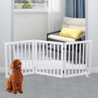 Dog Gate Wooden Freestanding Pet Gate3 Panel 23.6" Height White Indoor Dog Fences,House Gate for Doorways & Stairs