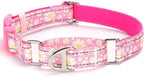 Martingale Collar for Dogs - Pink Daisy Reflective Nylon, No Slip Choke Heavy Duty Collar with Quick Release Buckle & Padded Comfort - Safe Fit for Training & Walking Large